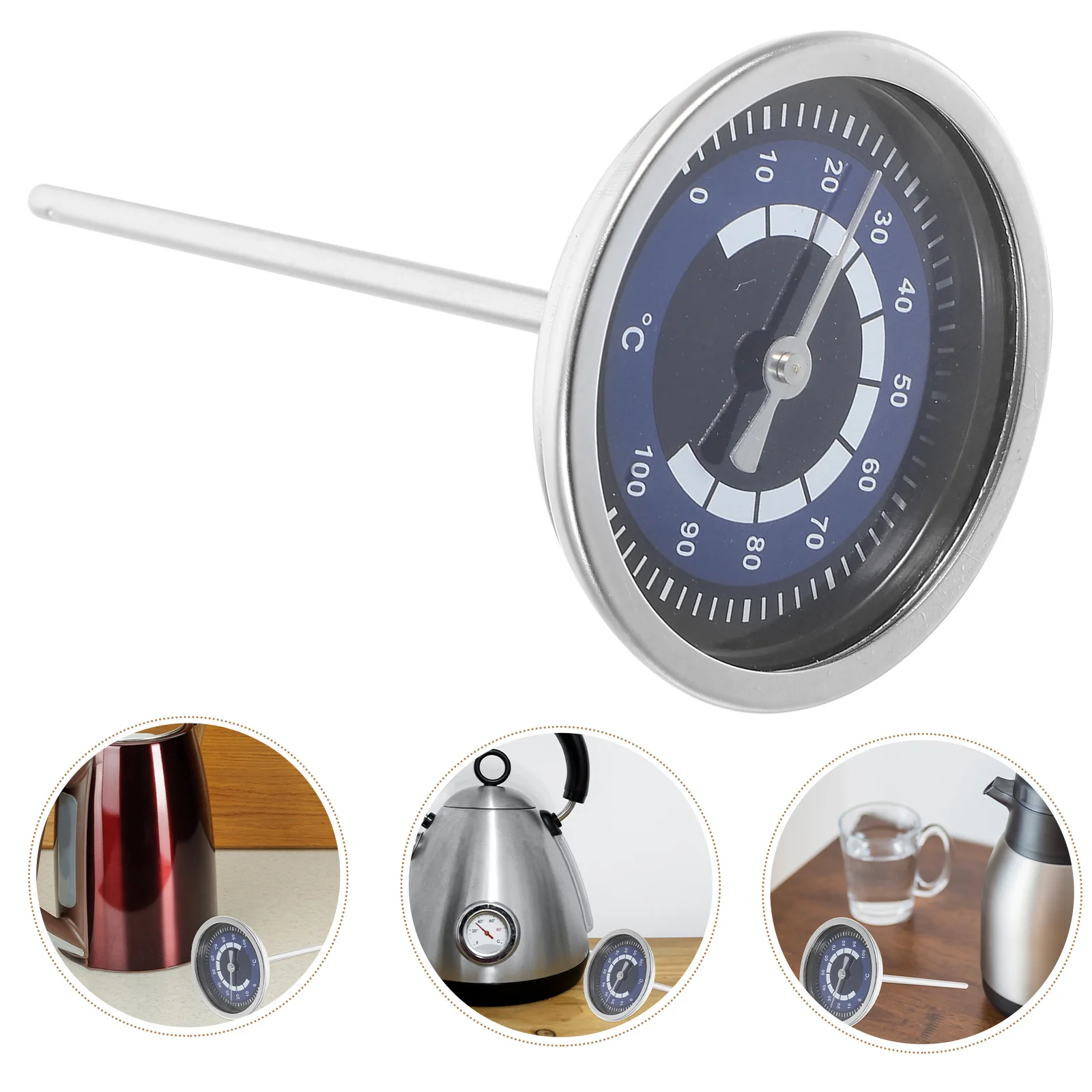 

Stainless Steel Thermometer Precise Temperature Gauge Dial Brew Coffee Cooking Tool Instant Read Metal Water Thermometer For