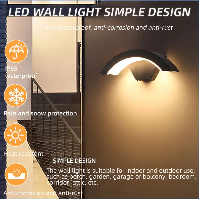 Aluminum LED Wall Lamp Waterproof IP65 Outdoor Garden Lights 18W Interior Wall Light for Bedroom Street Corridor Stairs Lighting