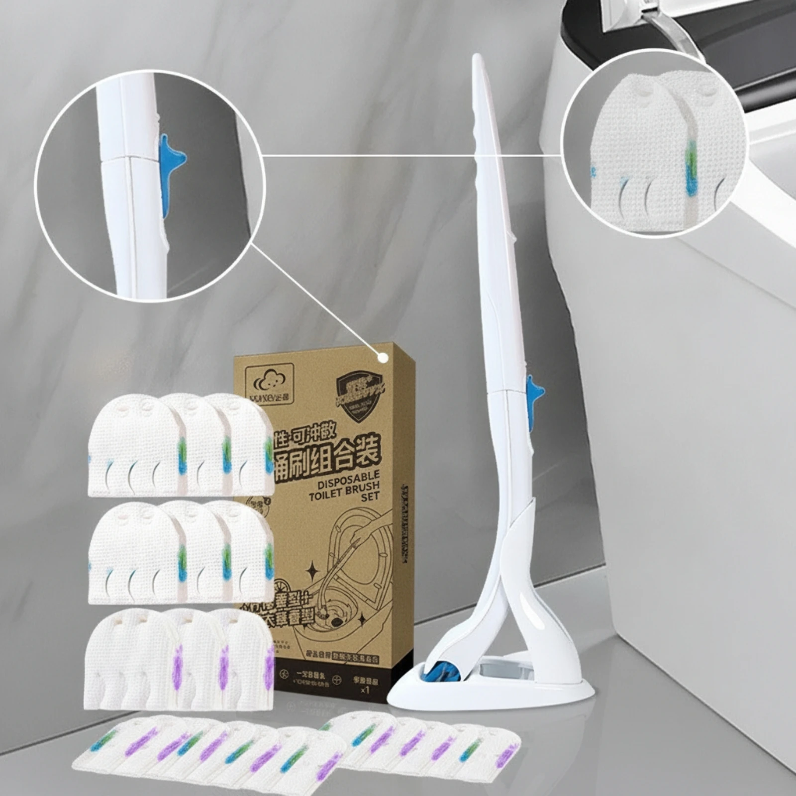 Toilet Wand with Disposable Heads Scented Toilet Cleaning Wand with Refills Ergonomic AllAll-Purpose for Bathroom