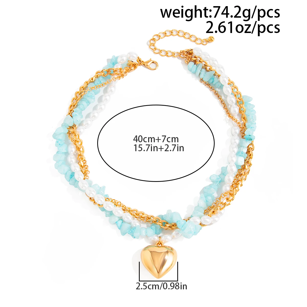 Ingemark Y2K رومانسية تقليد اللؤلؤ حجر سلسلة قلادة للنساء 2026 الاتجاه بوهو الحب القلب قلادة المختنق مجوهرات الزفاف #4