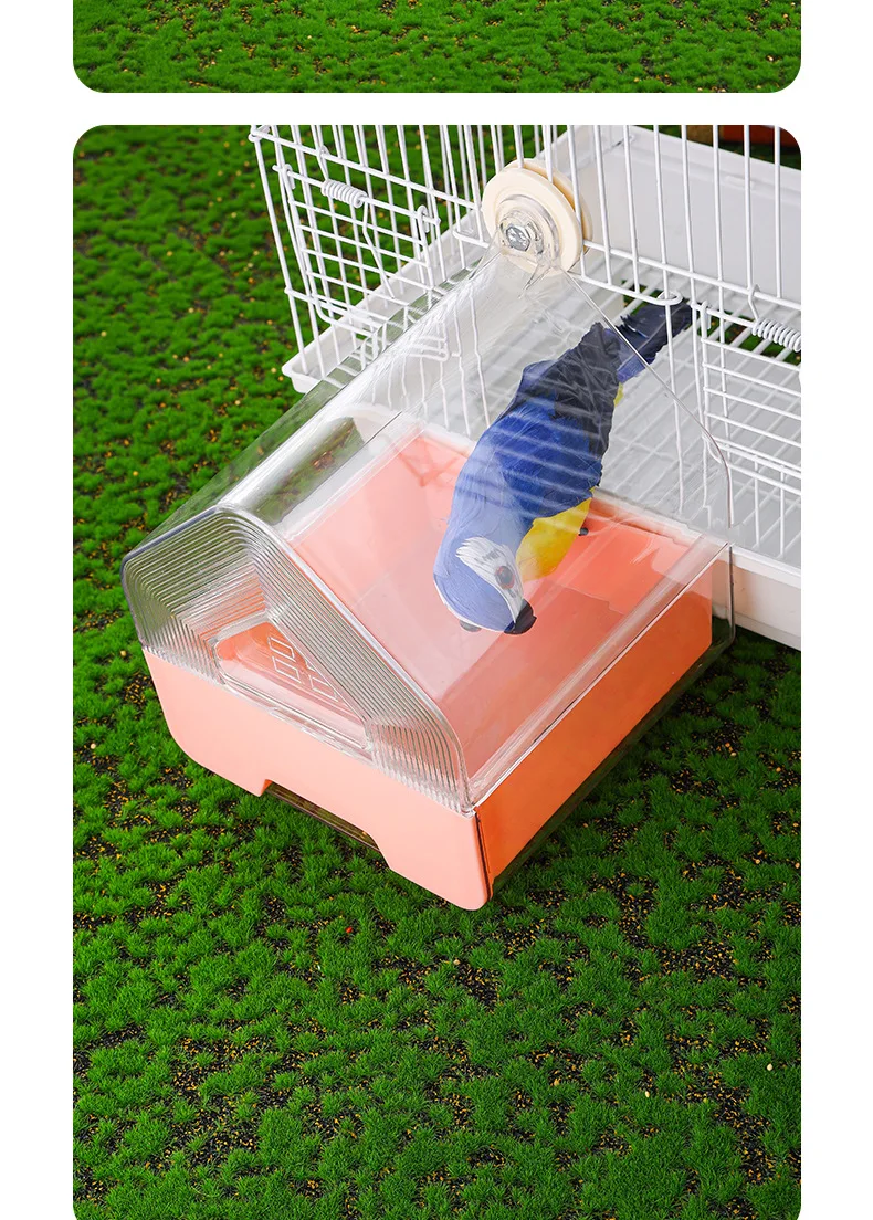 

Clear Bird Bath Box: Bird Hanging Bathing Box Bathtub With Bottom Drawer For Cage Parrot Lovebird Finch And Small Pet Birds