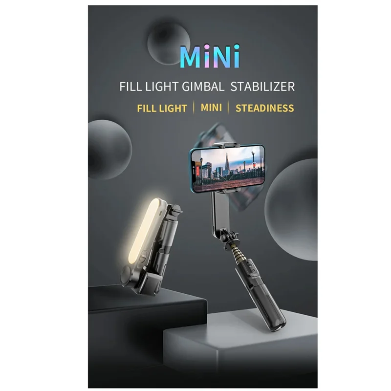 안정적인 성능-휴대용 짐벌 안정기 블루투스 셀카봉 홀더 스마트폰용 조절 가능한 필 라이트 셀카 스탠드 Ea