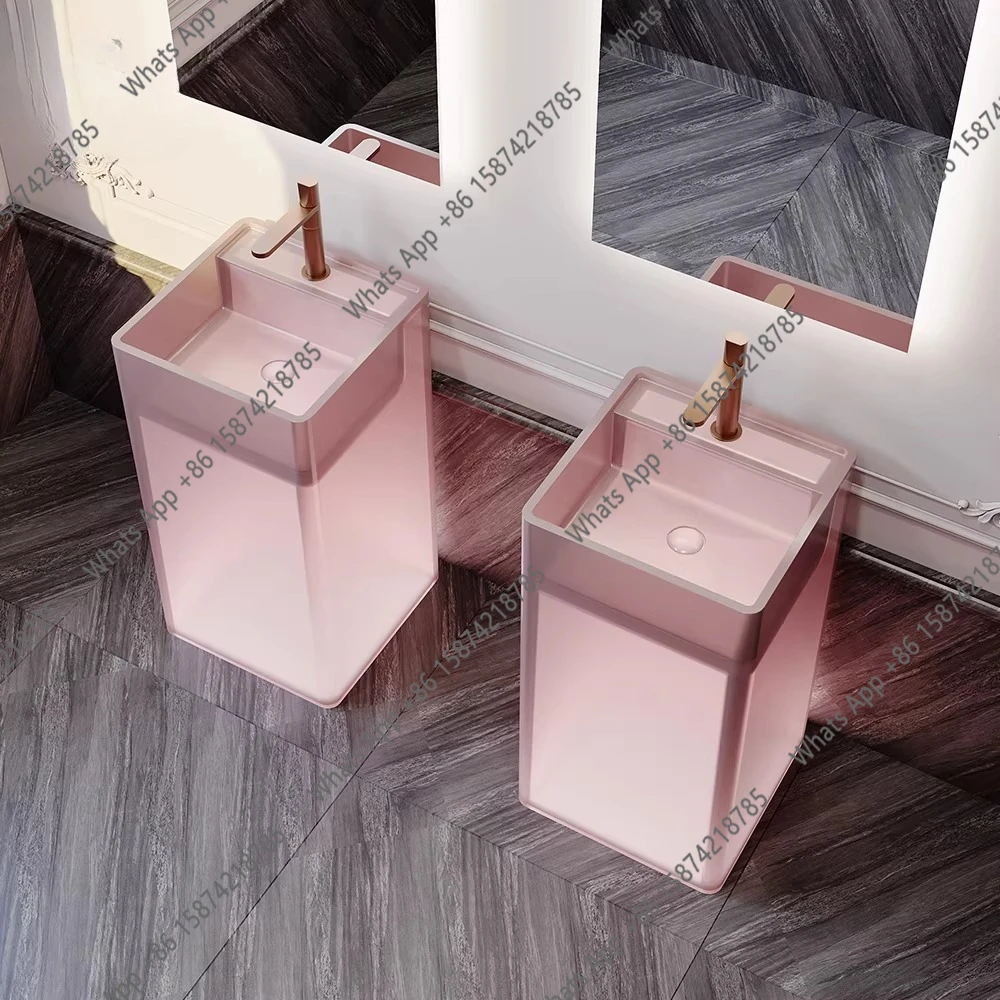 Blue transparent luminous balcony hotel B & B small apartment hand washing basin washbasin washstand column basin sink pool
