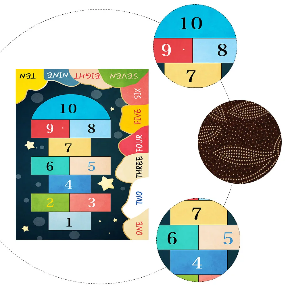 

Hopscotch Floor Mat Kids Carpet Decorative Playroom Area Rug Anti Skid Child Room Indoor Outdoor Durability Polyester