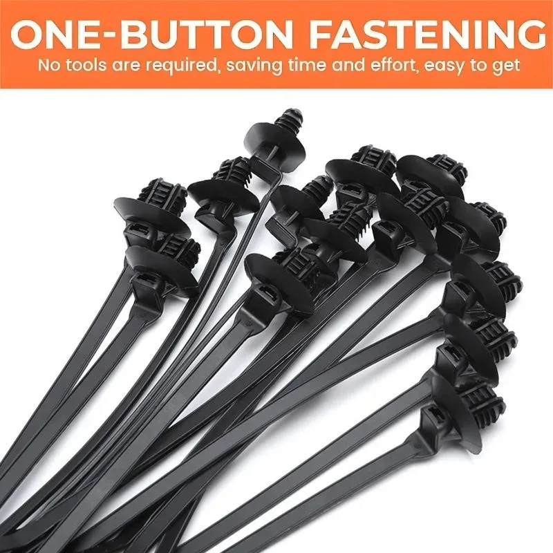 3~50pcs Car Wire Harnesses Nylon Self-Locking Zip Ties Push-Mount Cable Ties Straps for Wire and Cable Management Fasteners
