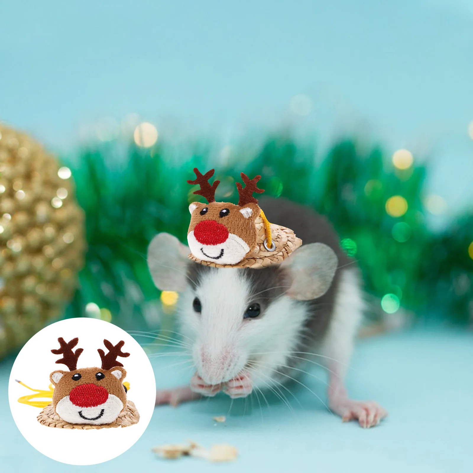 

Small Animal Hamster Cap Xmas Hat Adjustable Cotton Soft Small Pet Photo Prop Costume Party Favor Hamster Cartoon Hat