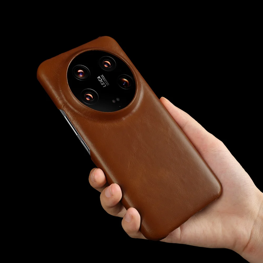 حافظة جلدية أصلية بنمط شمع زيتي للأعمال لهاتف Xiaomi 15 Ultra 13TPro 12 غطاء خلفي عتيق حماية ضد الصدمات Coque Capa