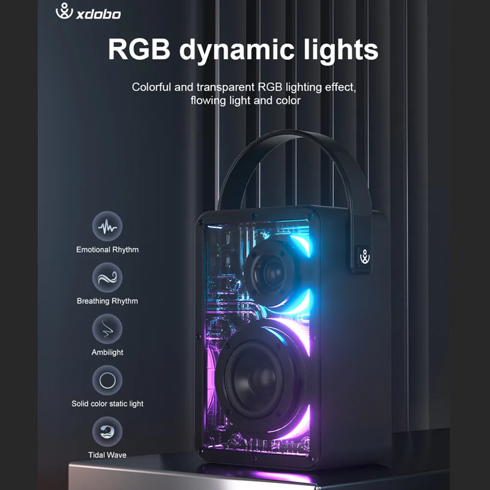 Altavoz Bluetooth XDOBO de alta potencia de 80W, barra de sonido portátil, Subwoofer Inalámbrico, Boombox 8000mAh BT TF para acampar, senderismo al aire libre