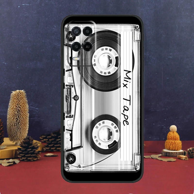 Cassette Mix Tape Case For OPPO A54 A74 A94 A98 A78 A79 A16 A76 A96 A5 A9 A17 A77 A15 A52 A72 A53 A57S Cover