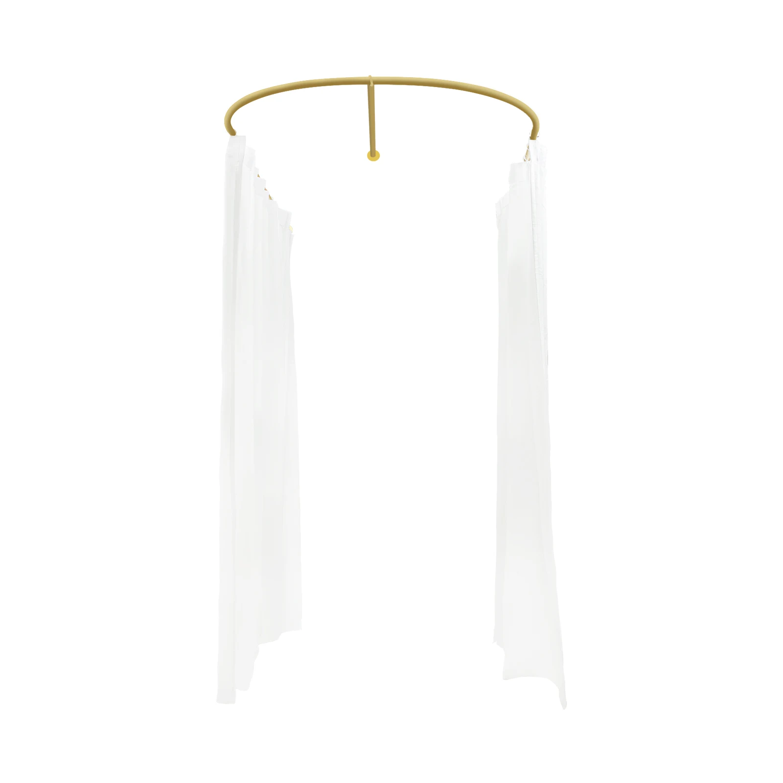 

U-Shaped Salon Room Divider Black/Gold+White Curtains, UV Resistant, Wall-Mounted with 2 Curtains for Spa Clinic