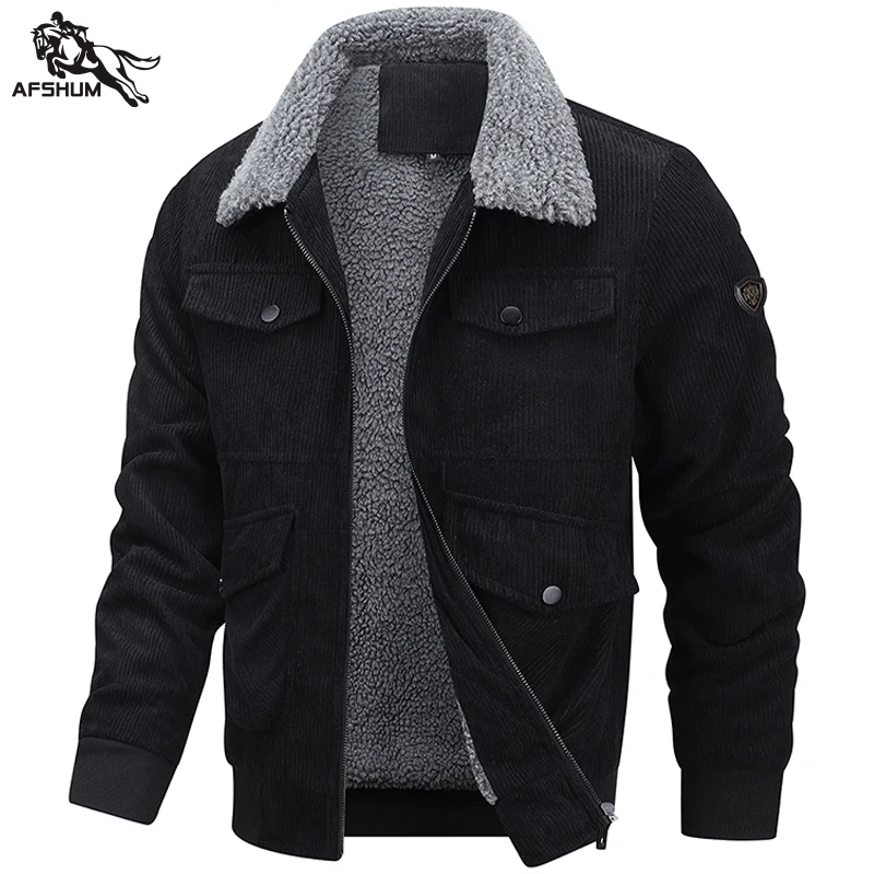 Jacket Mens autumn Winter New mens jacket collar Solid color Corduroy Jackets men business casual coat Men's coats M-4XL 5XL