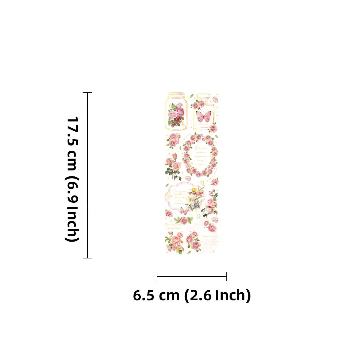 3Sheets PET Hot Stamping Process Retro Plant Pink Begonia Flower Waterproof Collage Rich Patterns DIY Cups Decoration Stickers