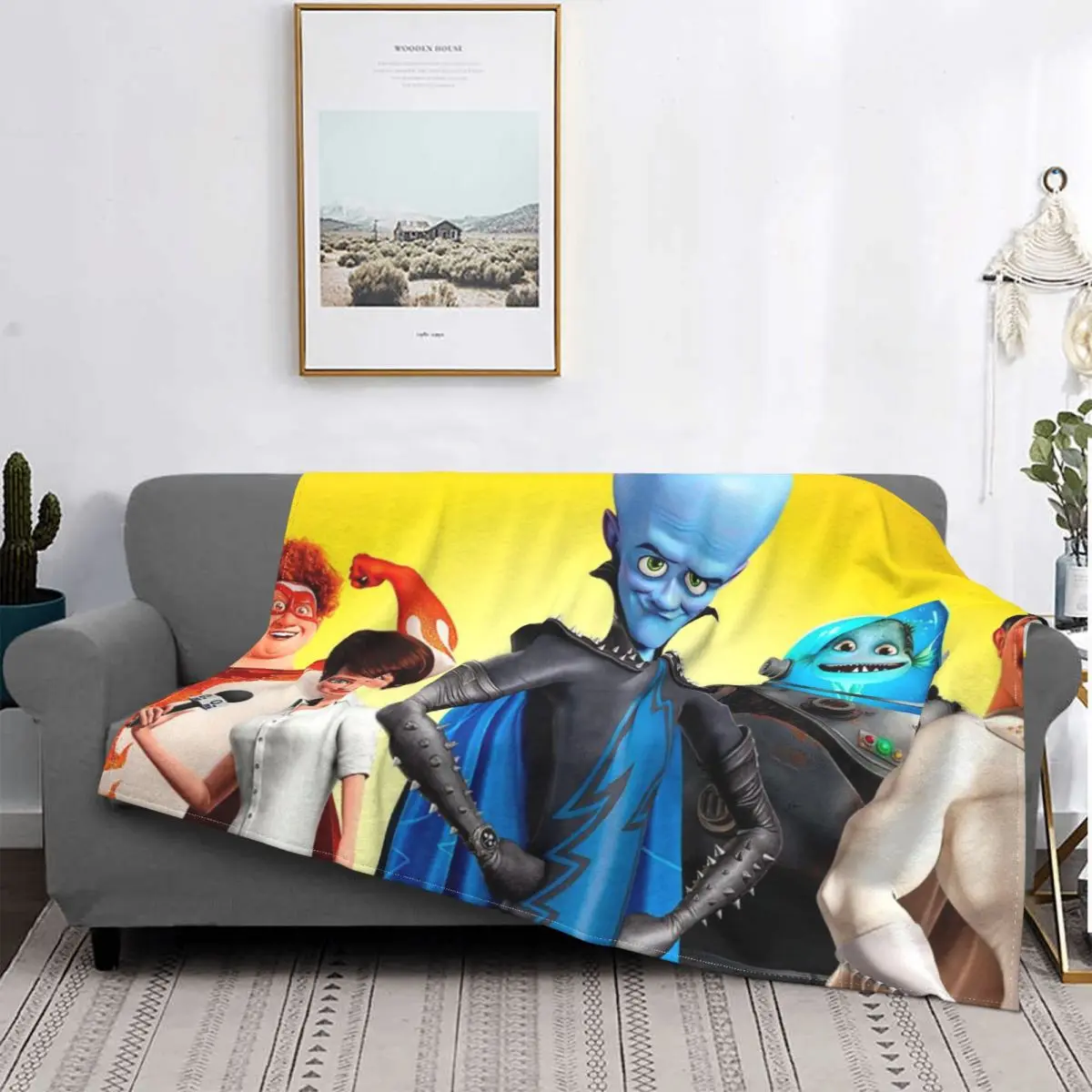 Megamind Blanket Fleece Spring Autumn Team Cute Thin Throw Blankets For Sofa Outdoor Bedspread