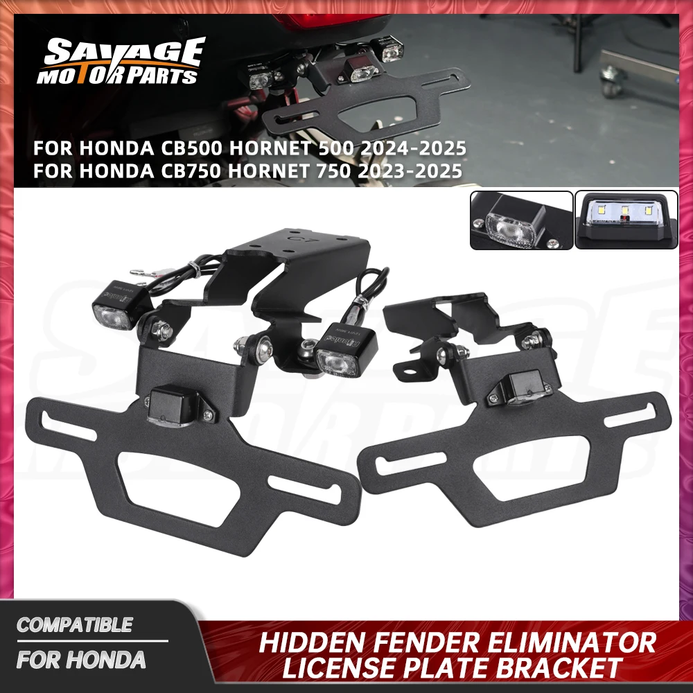 

CB750 CB500 Hidden License Plate Holder For Honda Hornet 500 750 2025 Folding Tail Tidy Fender Eliminator LED Turn Signal Light