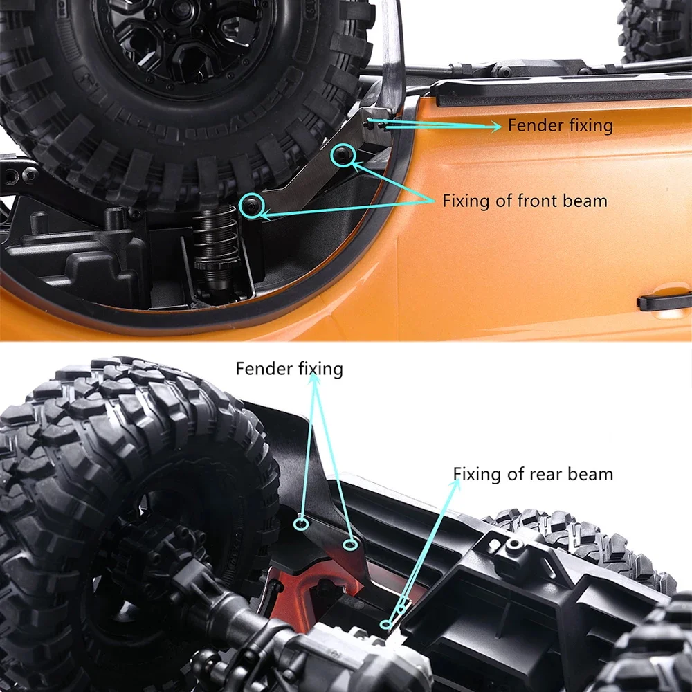 Garde-boue avant et arrière en caoutchouc TRtage avec stents de montage de base pour 1/10 RC inoler Car TRX-4 Defender/Fort Bronco 2021 Part