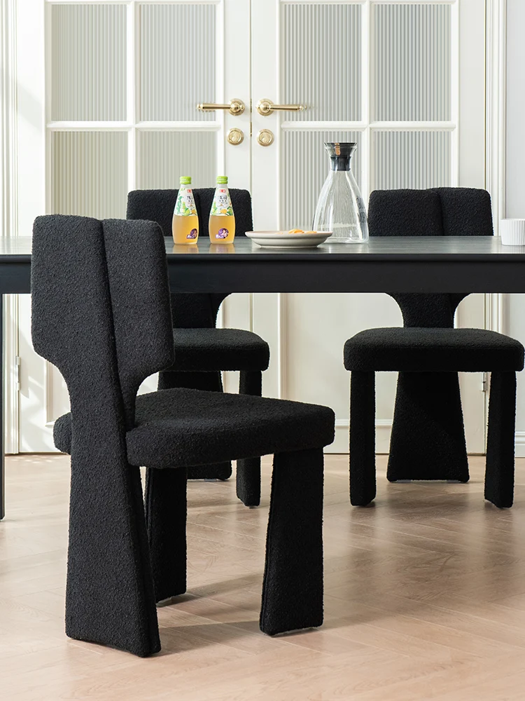 Luxury Lamb Velvet Dining Chairs,Household Furniture,Living Room Backrest,Black Stool Bedroom Dresser Makeup Chair image 4