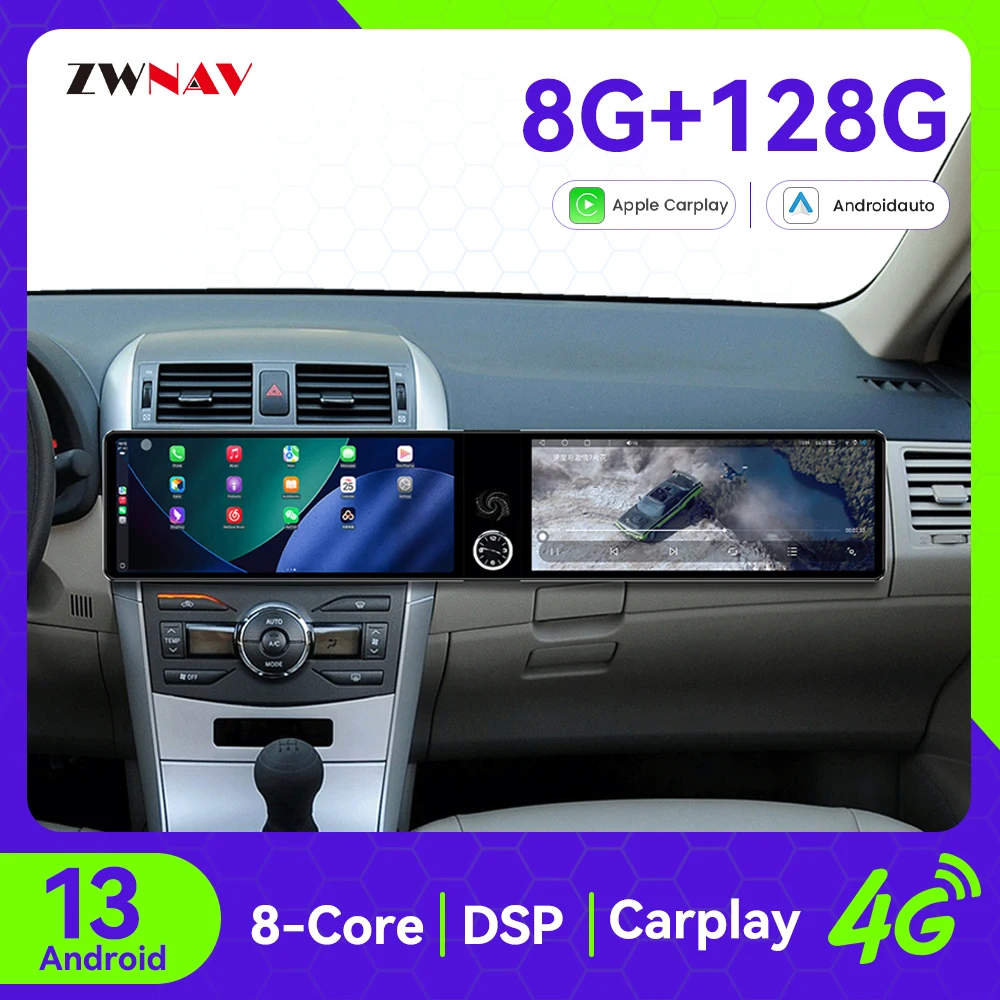 

Android 13 CarPlay Car Radio 24.6 inch Touch Screen For Toyota Corolla 2007-2013 Car GPS Navigation Multimedia Player Head Unit