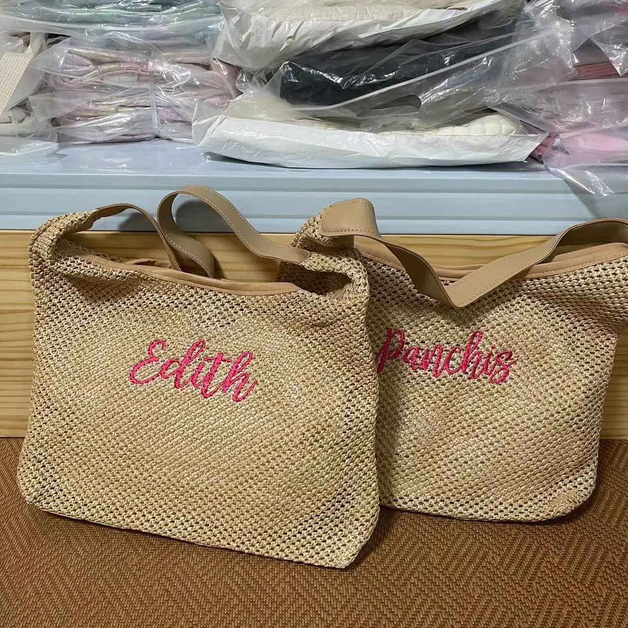 Custom Embroidered Name Linen Bags Women Small Size Jute Tote Bag Mini Outdoor Shopping Handbags Personalized Gift Bag with Name