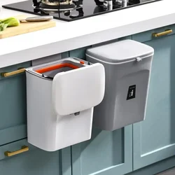 7/10L Kitchen Cabinet Door Hanging Garbage Can Wall Mounted Recycling Basket with Lid Kitchen Accessories