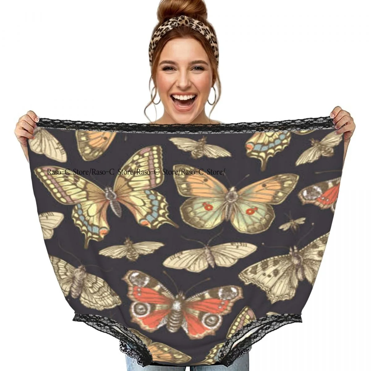 Party Funny Trick Granny Underwear Humorous Daily Wear Butterfly Moths Mosquito Panties