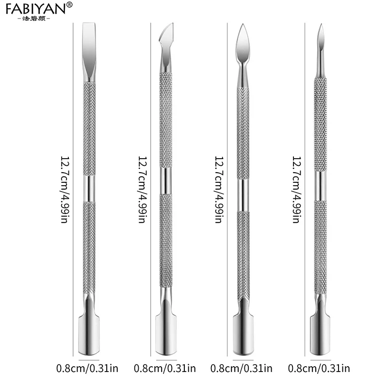 Double Sided Stainless Steel Metal Cuticle Dead Skin Pusher Trimmer Remover Push Finger Tip Nail Art Manicure Pedicure Care Tool