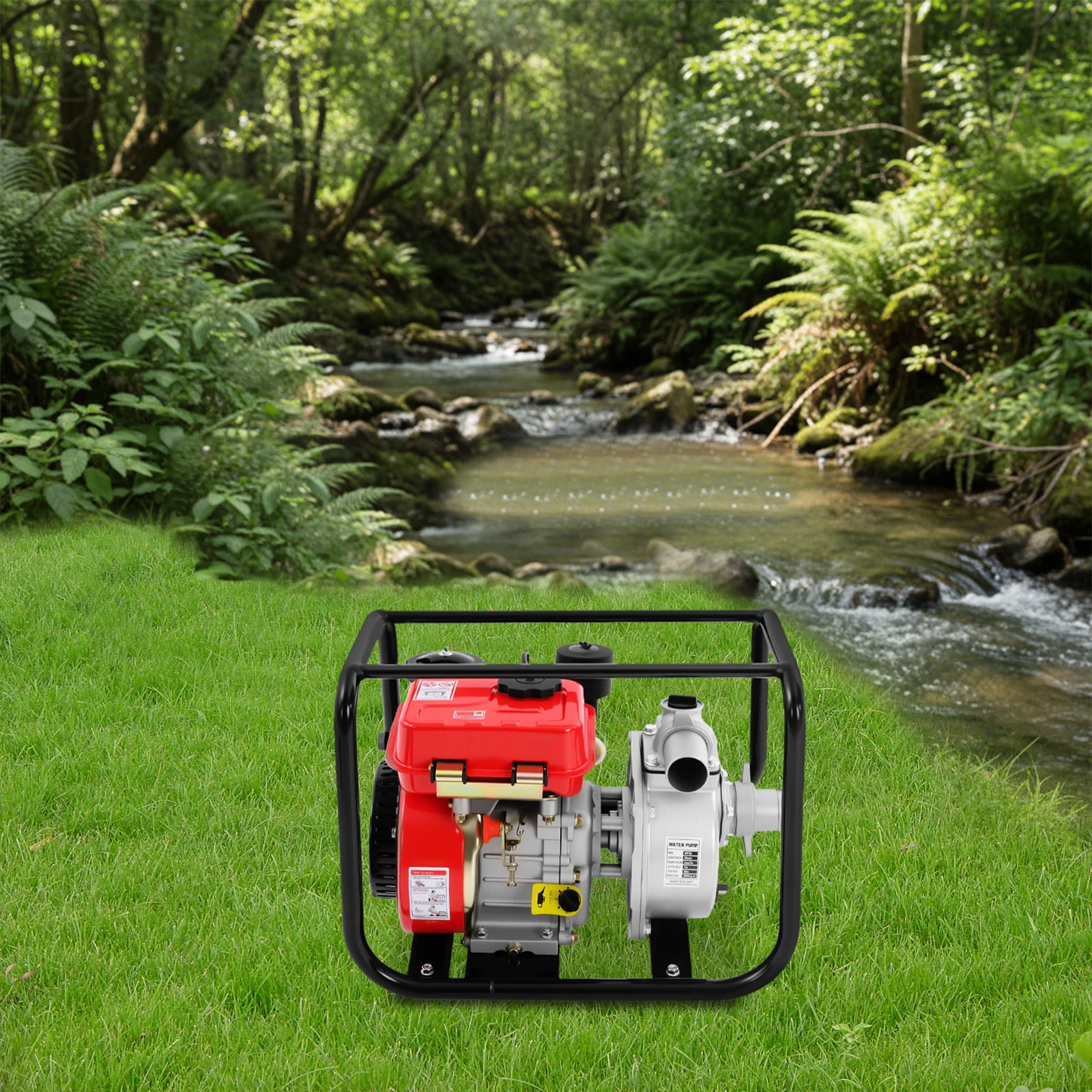 7.5hp 210cc 4-Stroke Diesel Engine Water Pump Air Cooled Single Cylinder 110gpm Flow Water Transfer Pump 2 Inch Water Pump for Farm Irrigation Drainage