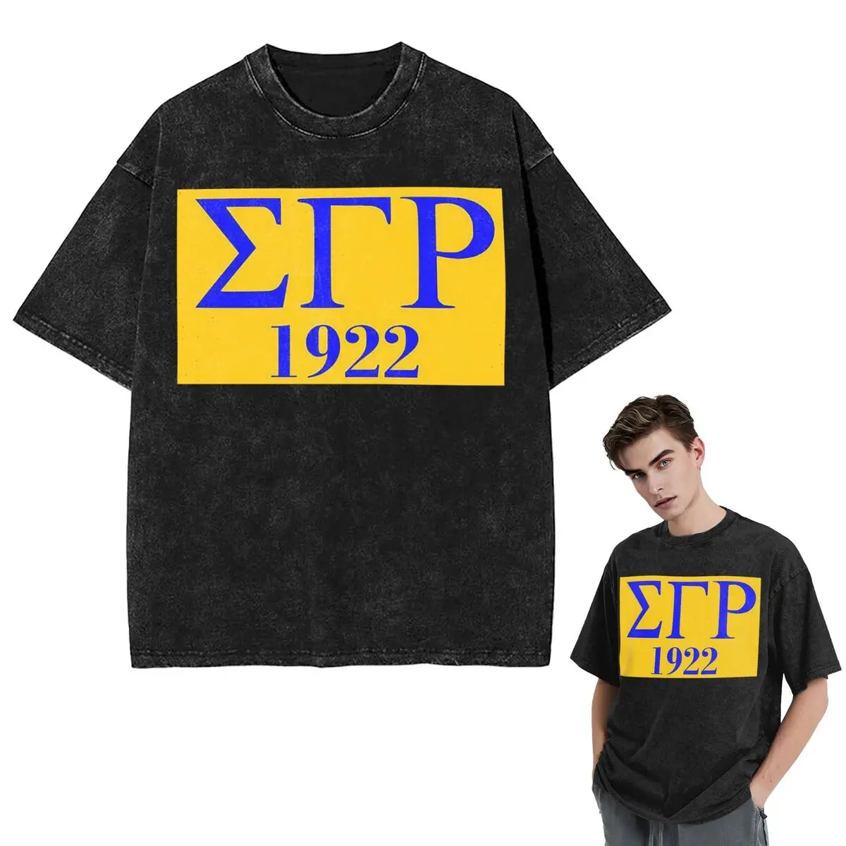 Streetwear T-Shirts Sigma Gamma Rho 1922 Washed T Shirt Short Sleeve Hip Hop T-Shirt Tops Tees for Men Women