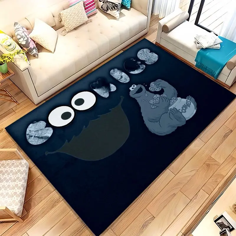 Vintage S-Sesame Street Elmo Cookie Monster Soft Non-Slip Large Area Rug for Living Room,Bedroom Carpet Mat for Sofa,Home Decor