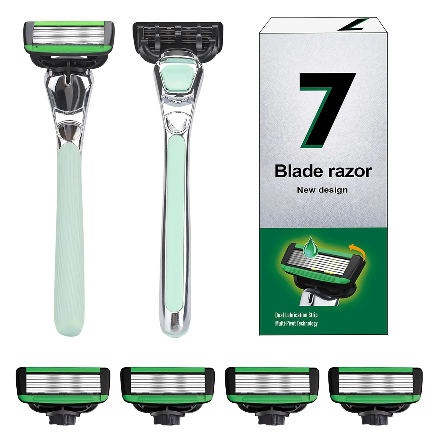 Safety 7-Layer Shaver Set Blade Manual Razor with Replaceable Blades Shaver Resistant Water Wash Shaver Manual Razor