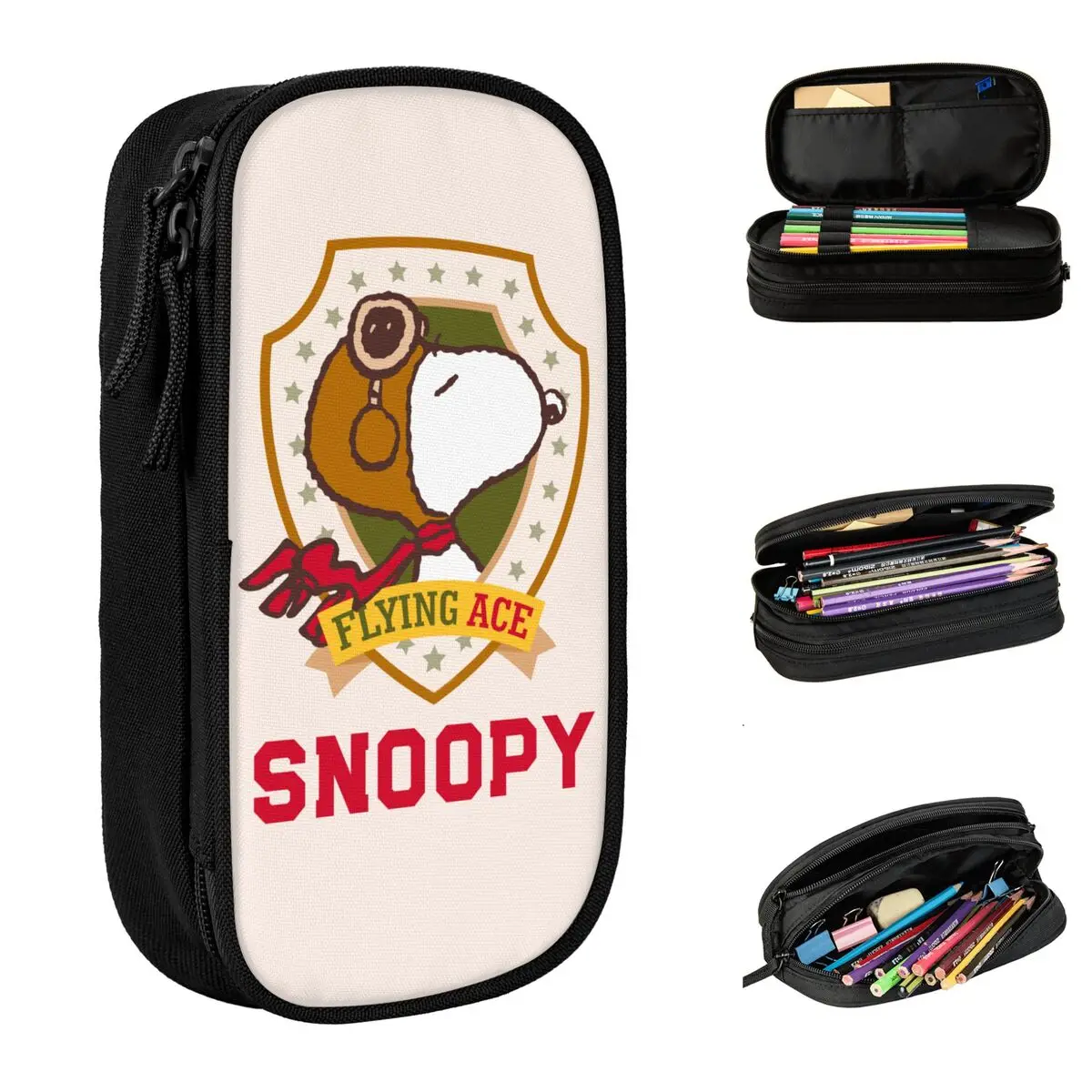 Snoopy Flying Ace Badge Peanuts Anime Insulated Lunch Bag Food Container Reusable Thermal Cooler Lunch Boxes For Work