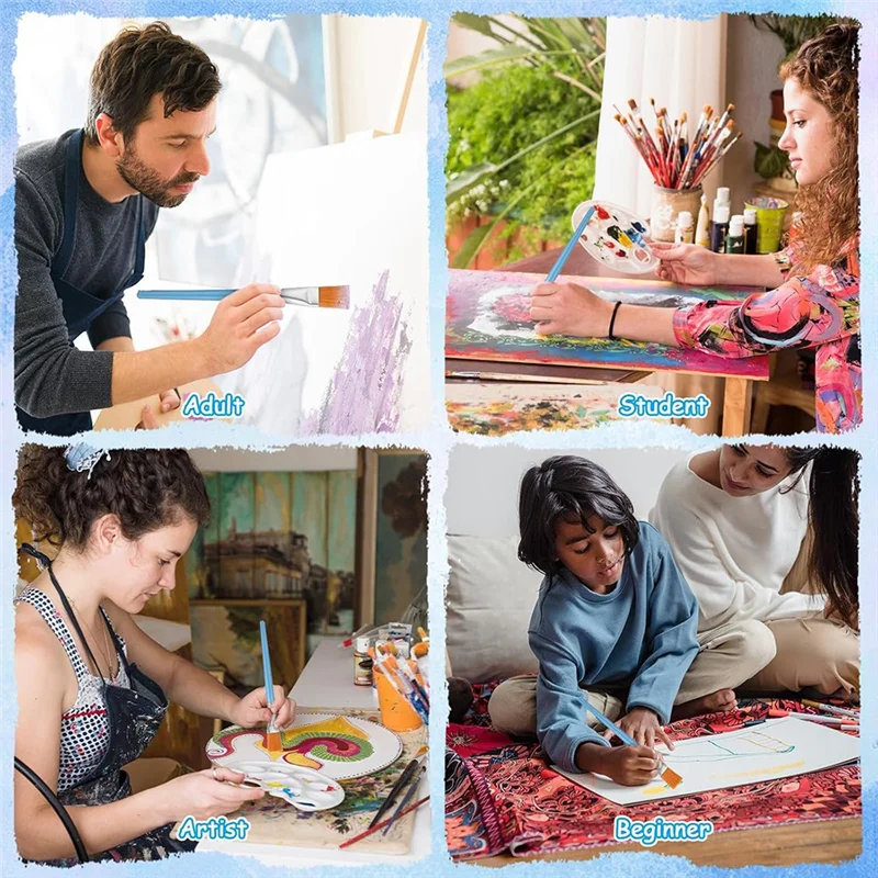 

B08B-1 дюймов широкая акварельная кисть 40 шт. набор плоских кистей для рисования маслом кисти большая краска профессиональная кисть для детей