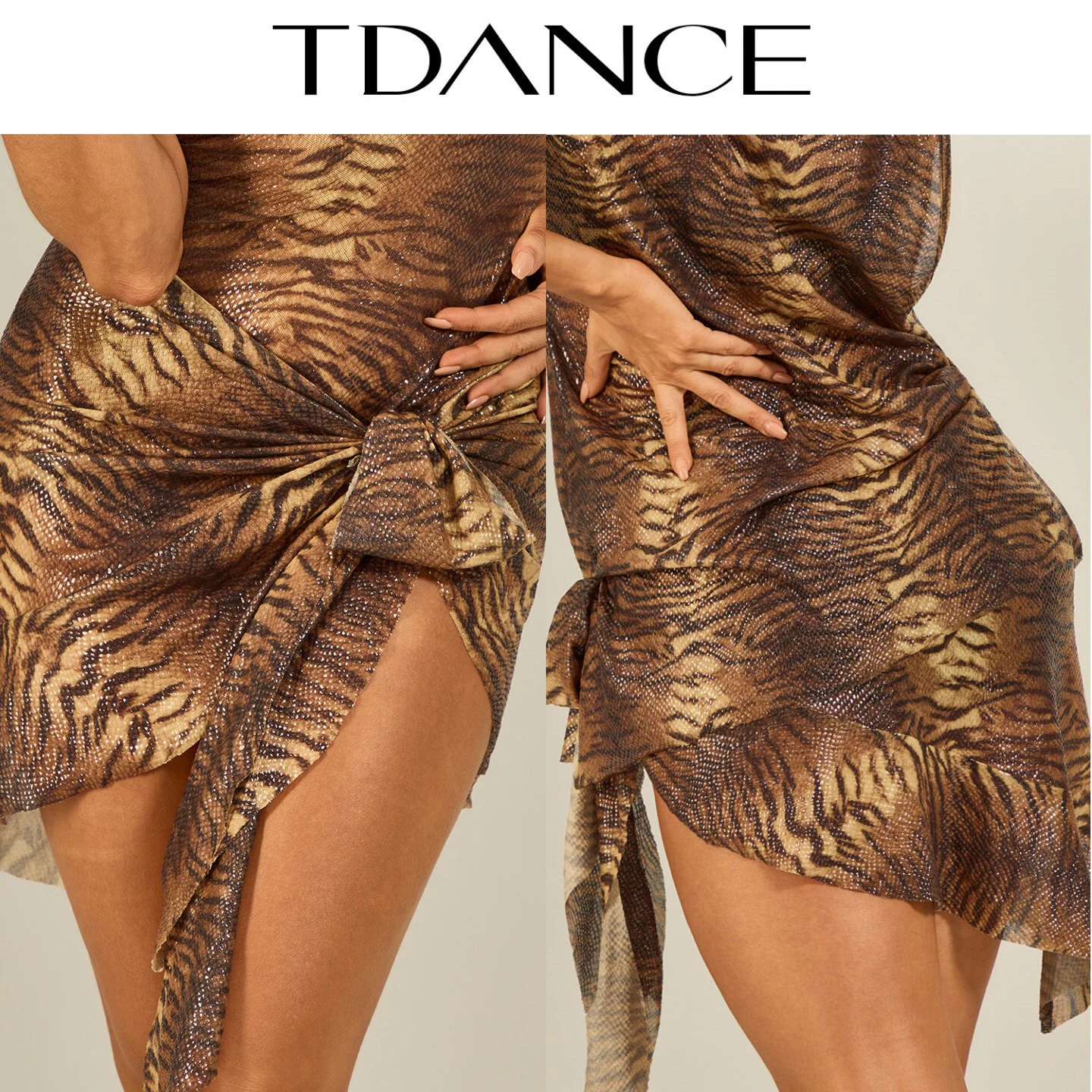 

Latin Dance Skirt Women Sexy Practice Wear Brown Zebra Striped Hip Scarf Chacha Rumba Dance Clothes Performance Wear DNV27177