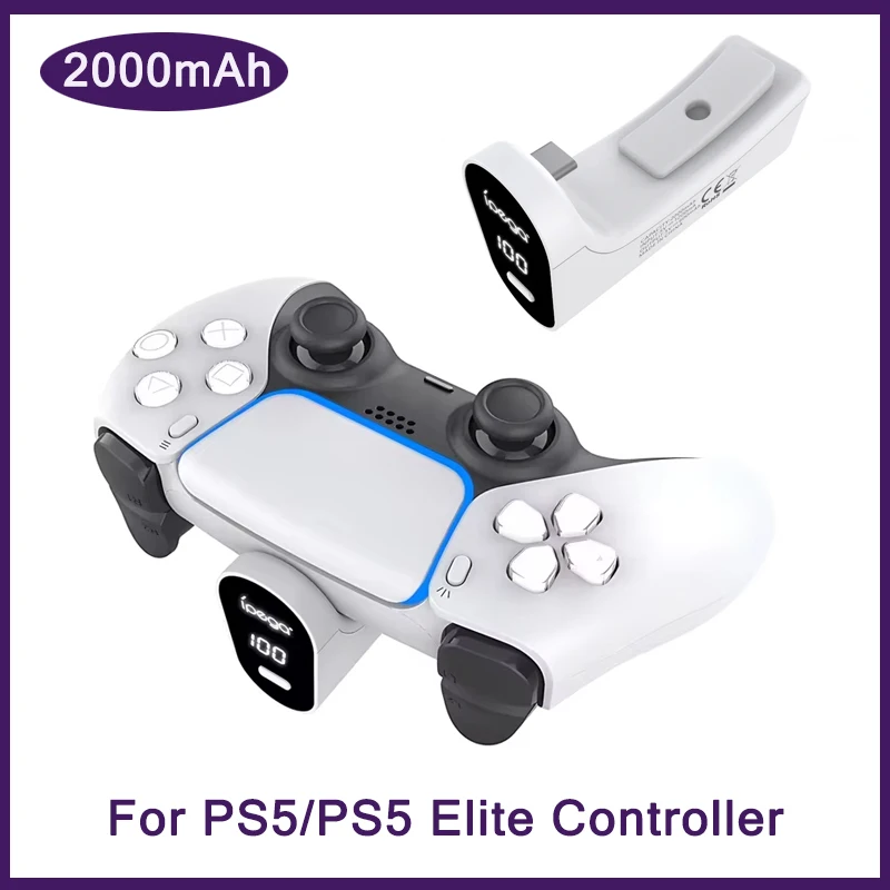 Pour contrôleur PS5 2000mAh USB Type C batterie affichage LED Kit de lecture et de Charge pour contrôleur PS5/PS5 Elite accessoires de jeu