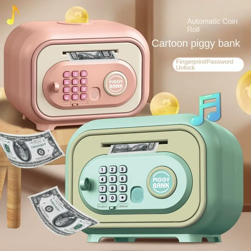 Password Lock Bank Safe Box Fingerprint Storage Box Children Money Boxes Safe Money Box ATM Savings Box Adults/Girls/Boy