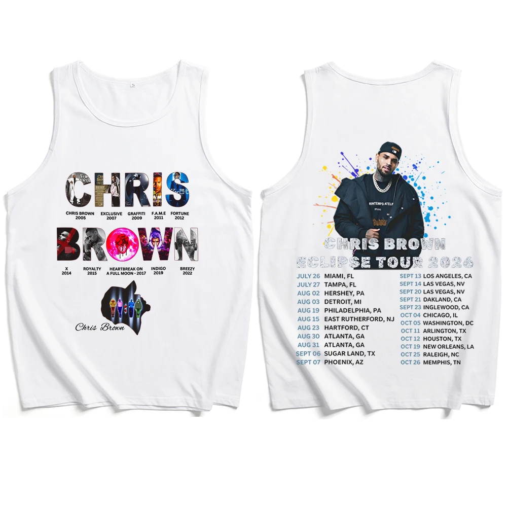 2026 Chris-Brown Eclipse Tour Shirt Man Woman Tank Top Cotton Summer Casual Sleeveless Vest