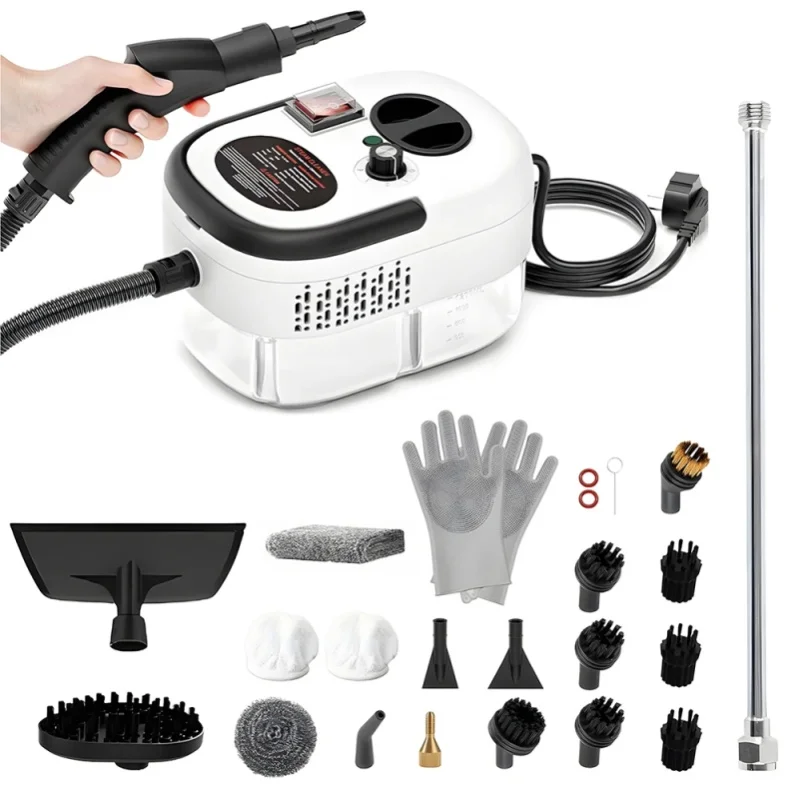 Podofo 2500W Handgehaltener Hochdruck-Dampfreiniger 105 ℃   Hochtemperatur-Dampfreiniger mit 1200ml großem Wassertank, tragbar, für die Tiefenreinigung von Auto, Küche, Boden und Möbeln.