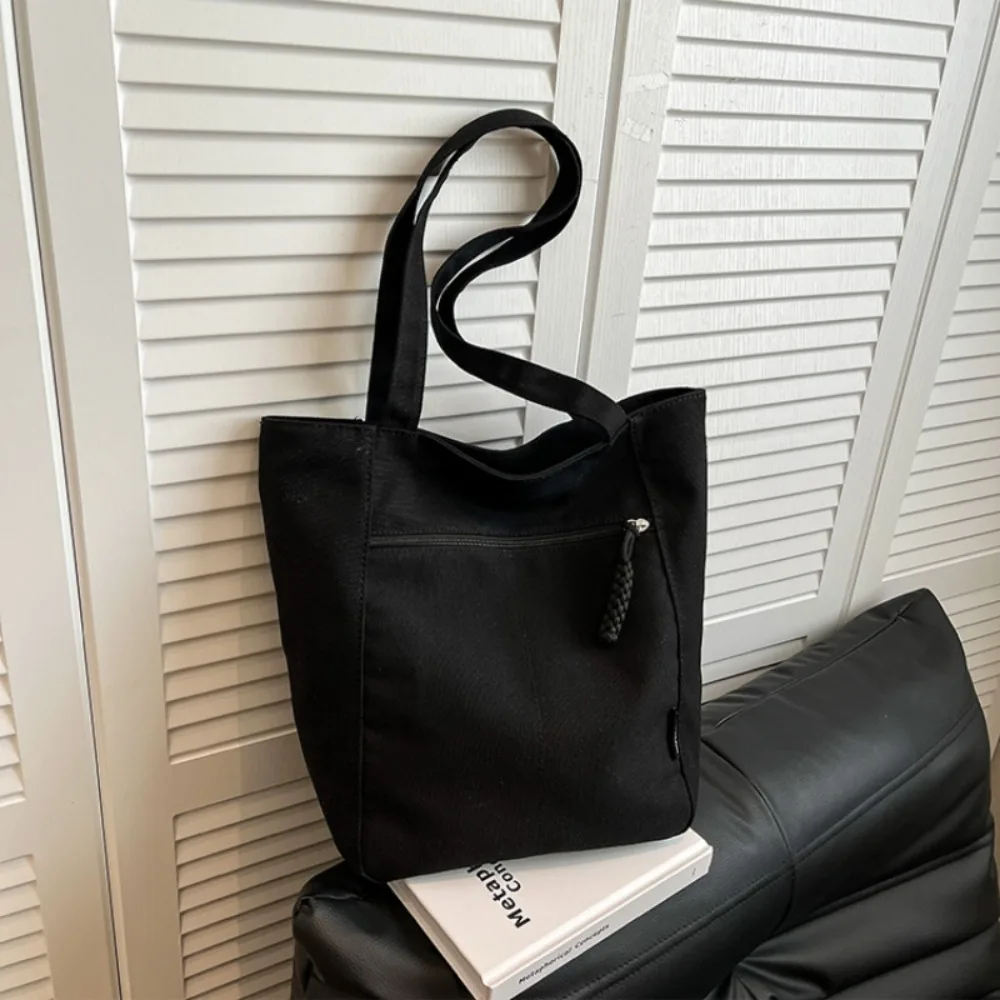 

Wheat Ear Zipper Canvas Tote Bag Wear Resistant Large Capacity One Shoulder Bag Waterproof Lightweight Women Handbag Student