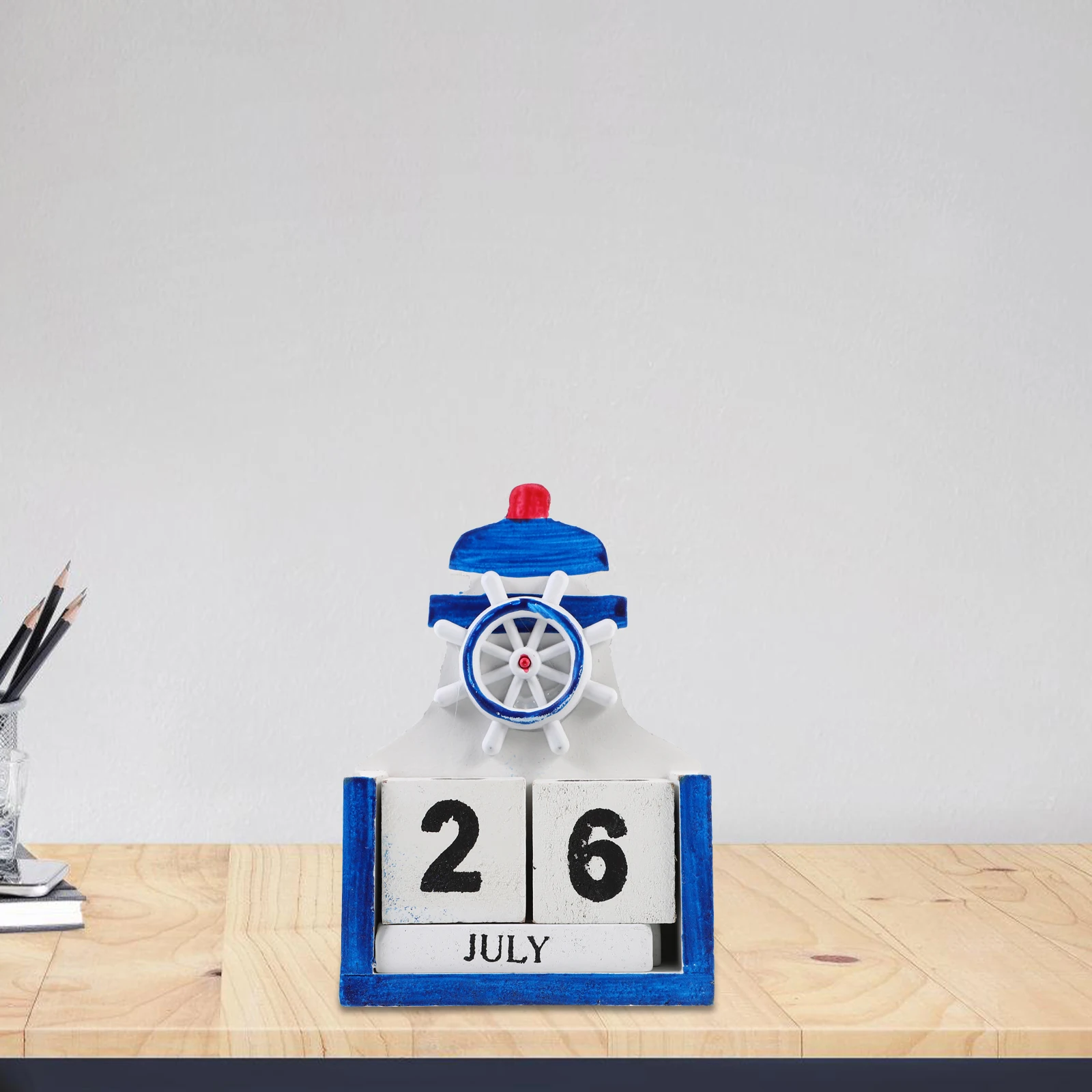 

Wooden Calendar Home Decor Perpetual Desk Accessory Vintage Office SupplyReusable Block Calendar Table Top St Decorative