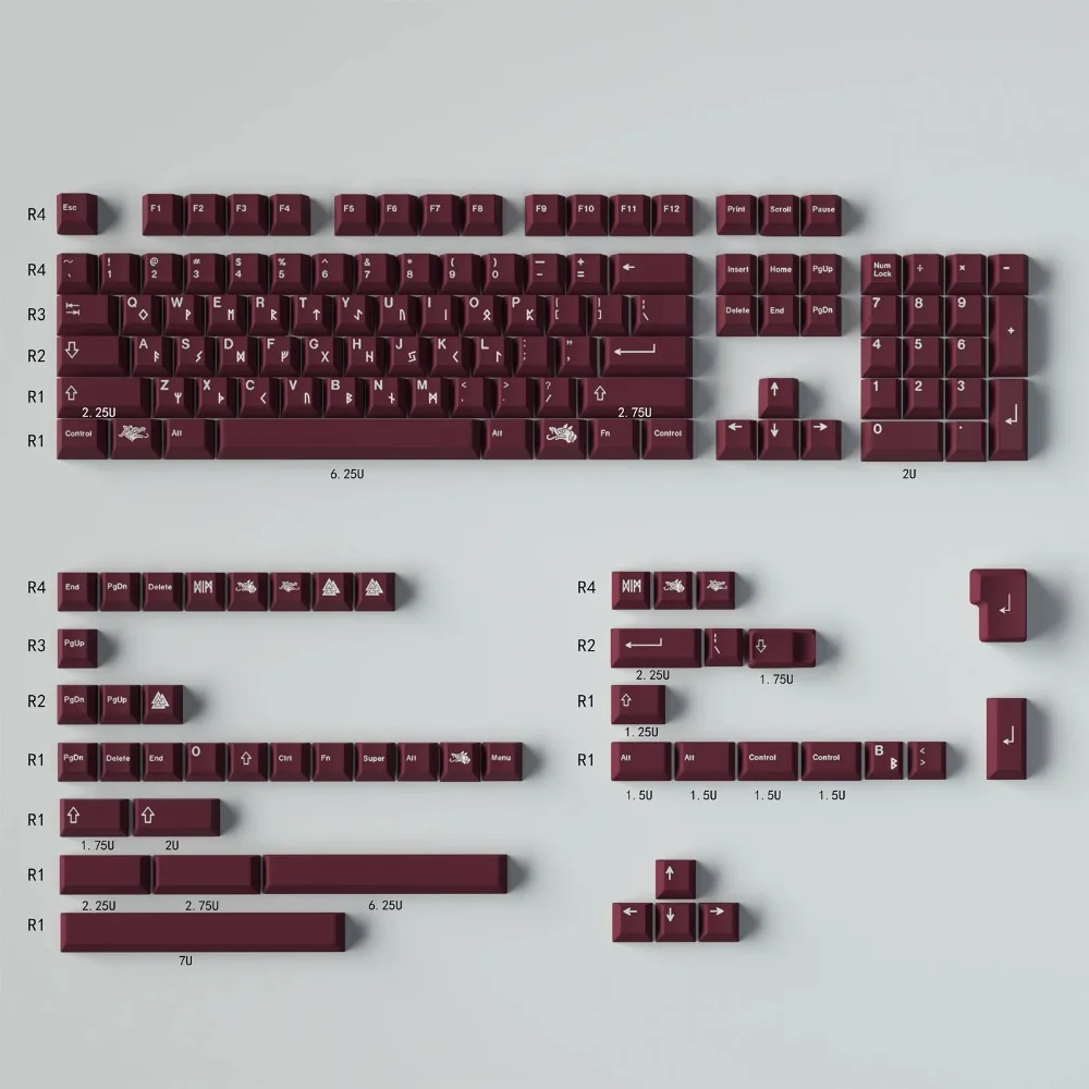 GMK BLOT juego completo de teclas con temática PBT, tapa de teclado roja oscura personalizada, perfil de cereza, accesorios de teclado mecánico