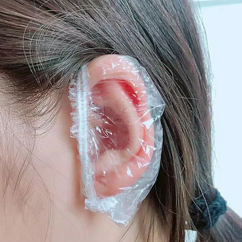 100Pcs Disposable Hairdressing Earmuffs Salon Clear Ear Cover Ear Protection Hair Dye Protect Cap Women Hair Color Styling Tool