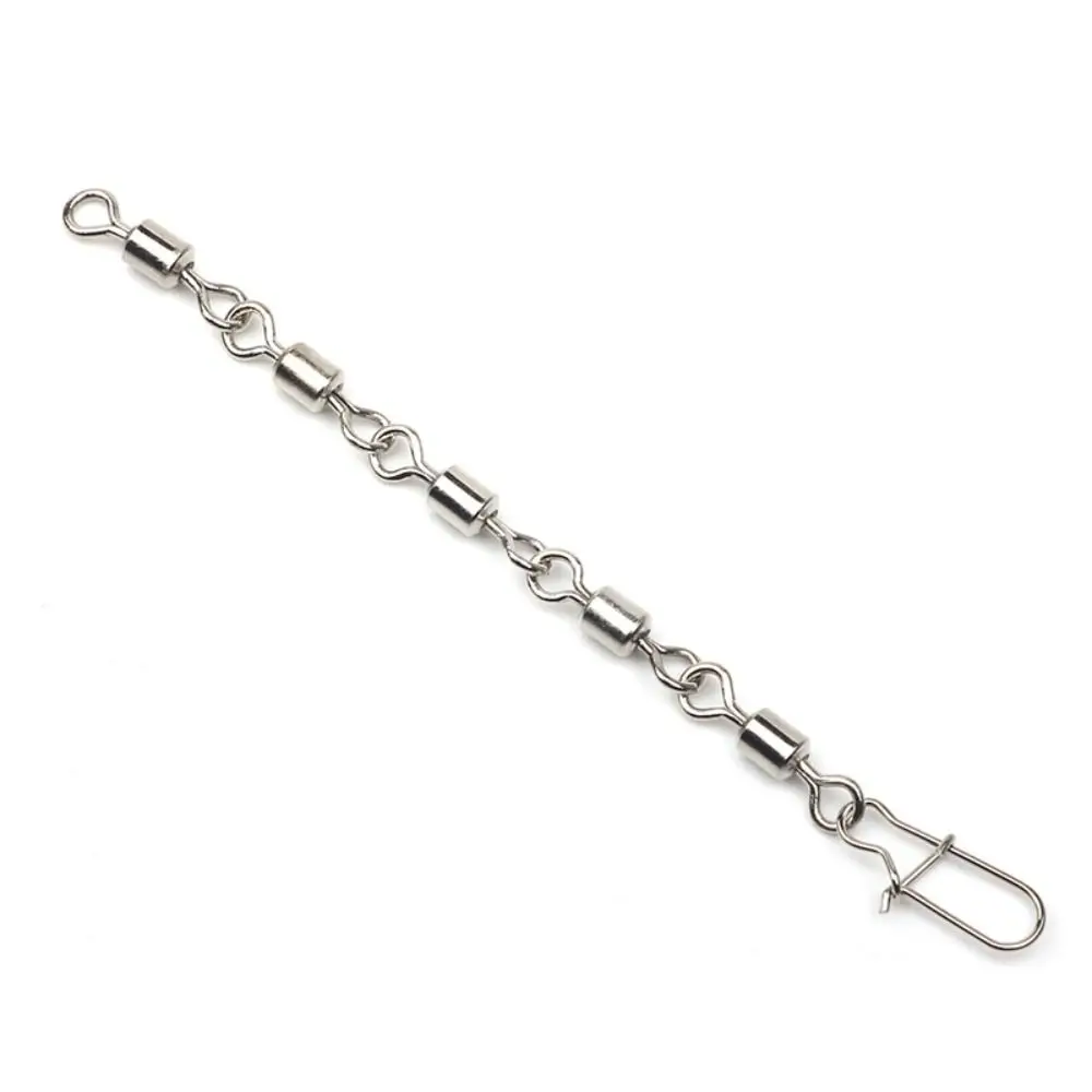 10pcs Stainless Steel Rolling Swivel Snap Anti-bite Chain Rolling Swivel Snap Anti-bite Sea Fishing Lure Silver Tackle Pesca