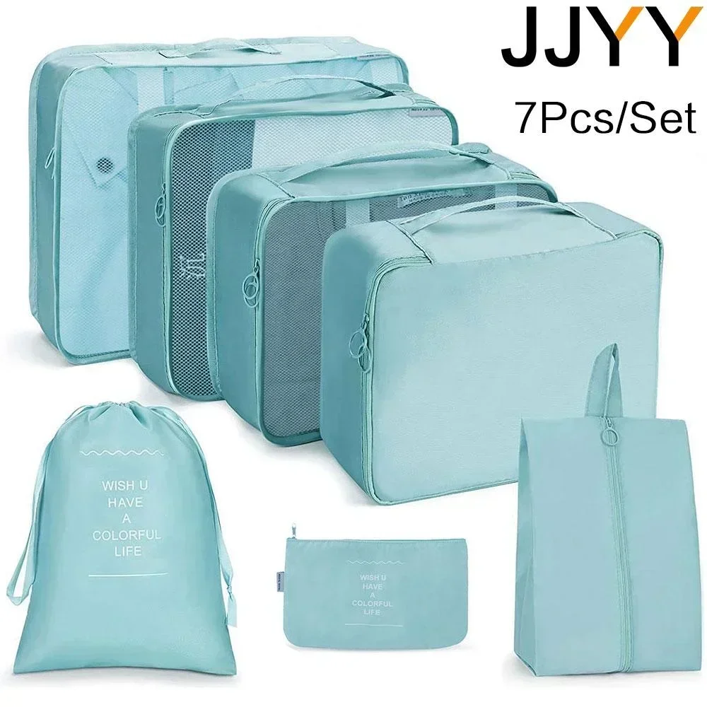 

7PCS Travel Organizer Set Luggage Storage Bags for Clothes Travel Pouch Packing Essentials for Suitcases