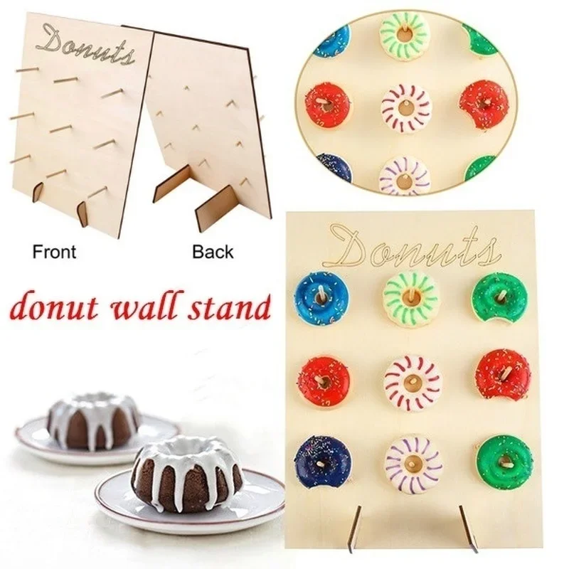 

1PCS 40X30cm Wooden Wall Holder for Donut Candy Sweet Racks with Stand Wedding Party Decor Baby Shower Decoration