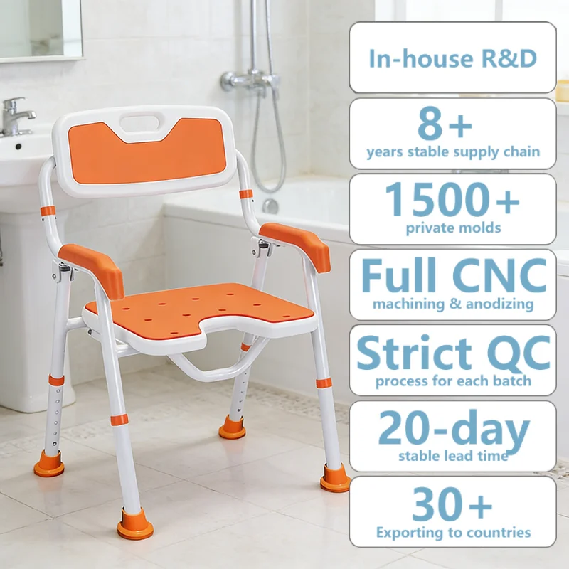 Simplywalk Aluminum Alloy 150KG Bath Shower Chair U-shaped Toilet Pregnant Woman MDR CE Certification Distributor Support