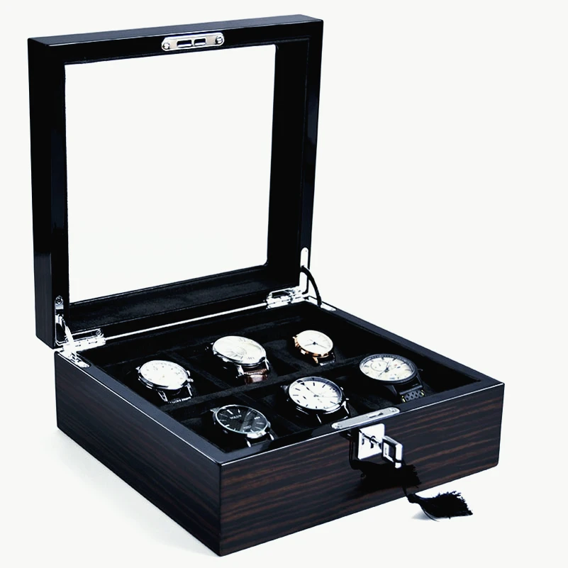 Luxury Watch Box Wood Organizer Storage Case 15 Slot Personalised Portable Safe Deposit Boxes Packing