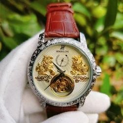 3D Carved Kirin Watch Sun Moon Star Design Mechanical Watch OEM Acceptable Men's Automatic Wristwatch