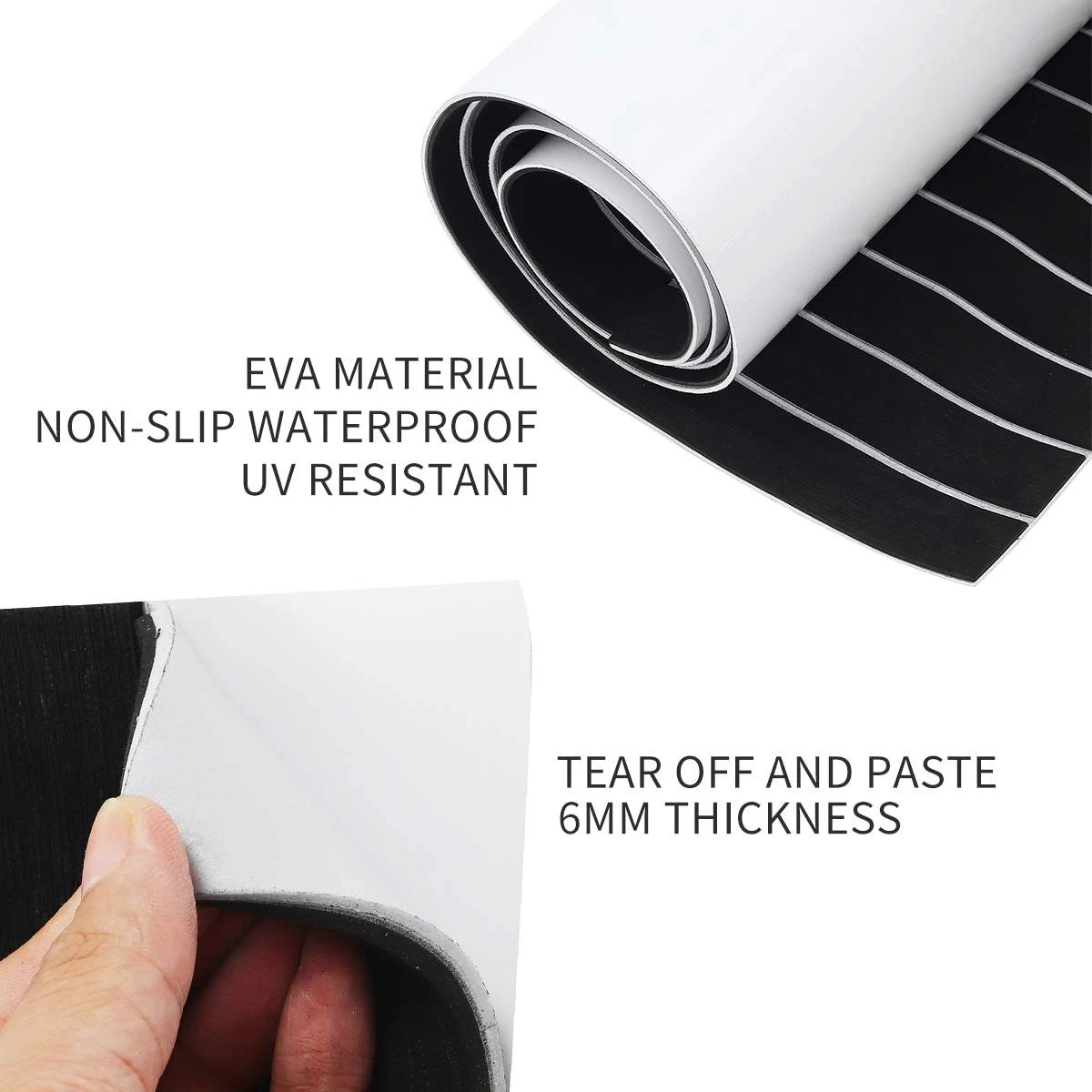 

#74M Automotive Parts & Accessories,EVA Foam Teak Decking Yacht Marine Flooring Floor Mat 2400X450X6mm,black