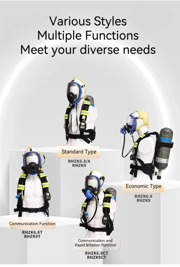 Standard Positive Pressure Fire Air Respirator with 3C Certification Carbon Fiber Rhzk6.8/30 Self-Contained Type