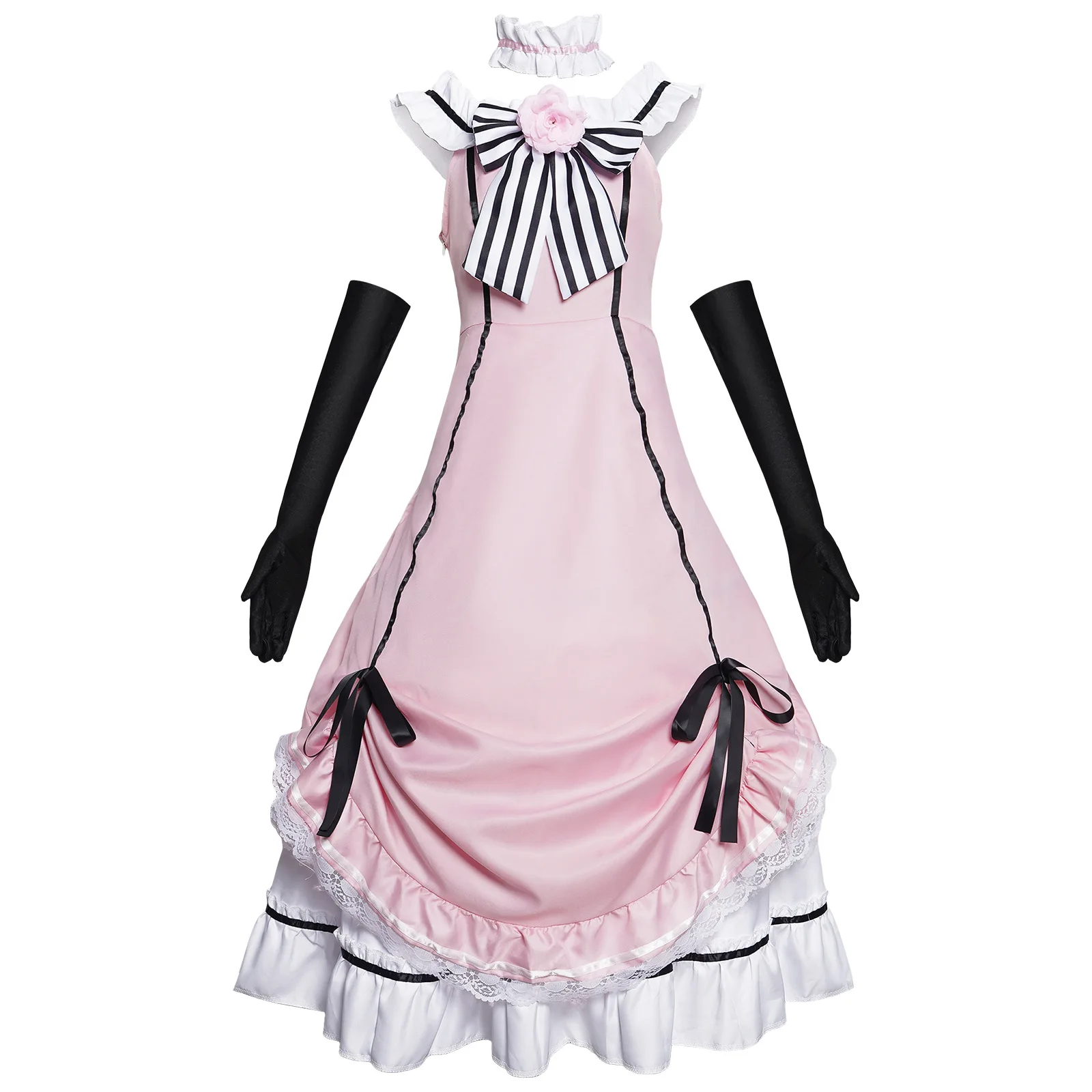 สวมใส่บัตเลอร์สีดํา Ciel Phantomhive คอสเพลย์เครื่องแต่งกาย Robin ชุด Lolita ชุดวิกผมผู้หญิงน่ารักปาร์ตี้ฮาโลวีนชุด