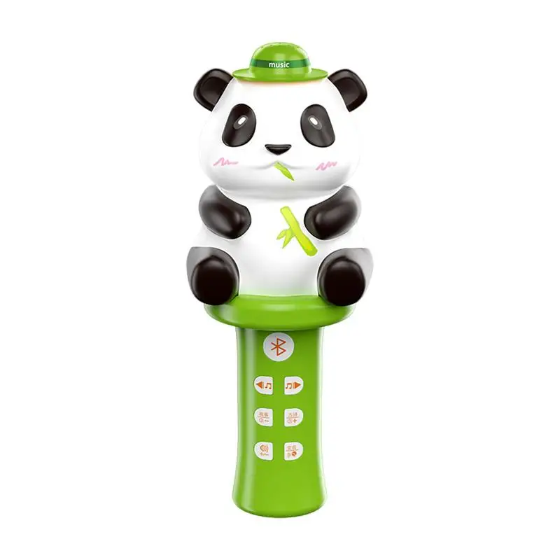 Kids Microphone Handheld Cartoon Panda Mic Karaoke Machine Interactive Early Learning Game Pretend Play Music Singing Toy For